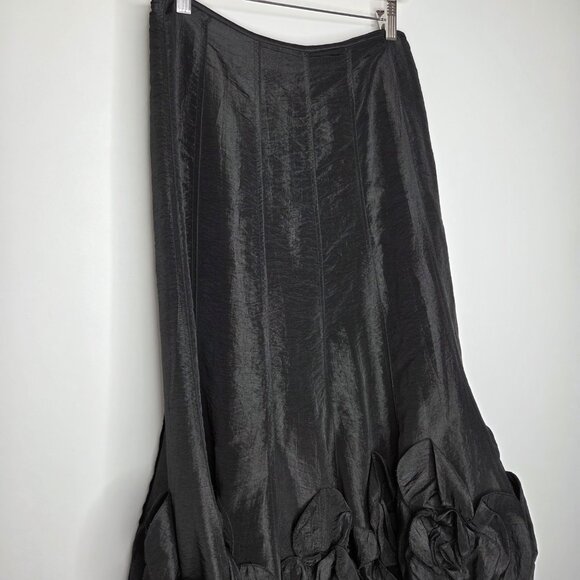 KM Collections Milla Bell Womens Black Ruffle Midi Skirt Size 8 Fairy Core Artsy - Picture 2 of 10